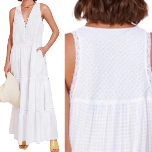 NEW MAGALI PASCAL
sophia maxi dress in white check size Small S - Picture 3 of 11